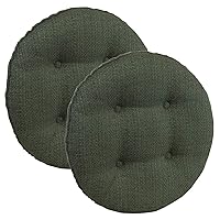 Klear Vu Omega Gripper Non-Slip Tufted Round Barstool Cushion for Dining Rooms, Cafes, Bars and Restaurants, 14” Green, 2 Pack