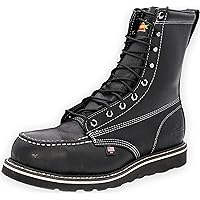 Thorogood American Heritage 8” Steel Toe Work Boots for Men - Full-Grain Leather with Moc Toe, Slip-Resistant Wedge Outsole, and Comfort Insole; EH Rated
