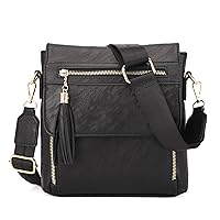 Crossbody Handbags for Women Medium Cross Body Bag Purses Multi Pocket Shoulder Bag Crossbody Purses with Guitar Strap