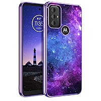 GUAGUA Compatible with Motorola Moto G Play Case 2023 6.5 Inch Glow in The Dark, Noctilucent Luminous Space Nebula Slim Fit Cover Protective Anti Scratch Cases for Moto G Power 2022, Blue Nebula