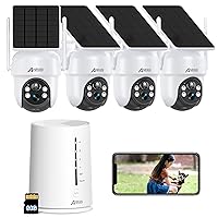 ANRAN Solar Security Cameras Wireless Outdoor, 4MP FHD Home Security System Battery Powered, 4-Cam Kit with Integrated Solar Panel, Forever Power, Spotlight, Expandable Local Storage, No Monthly Fee