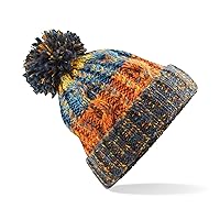 Unisex Adults Corkscrew Knitted Pom Pom Beanie Hat