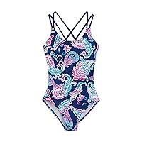 Kanu Surf Girls Reese Upf50Beach Sport Criss-Cross One Piece Swimsuit