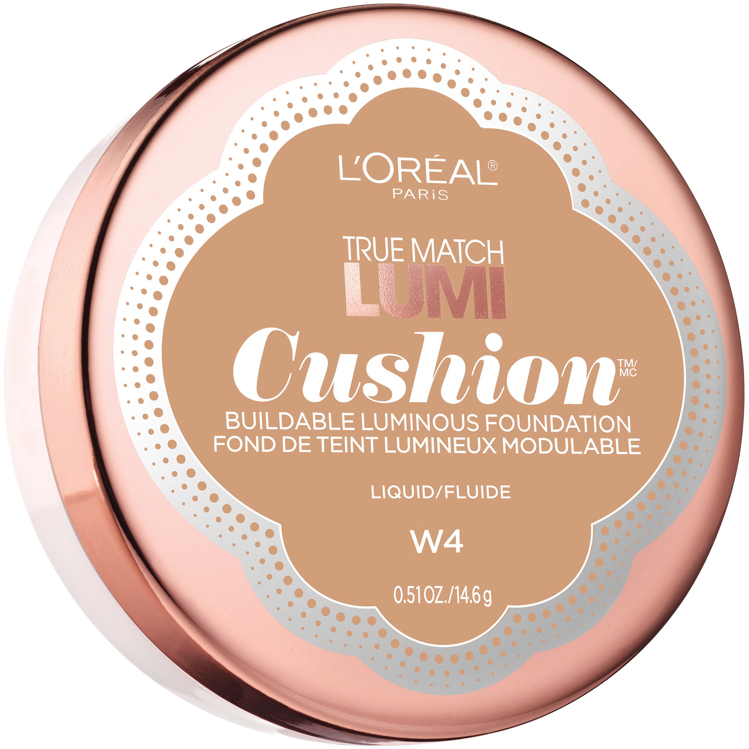L'Oréal Paris True Match Lumi Cushion Foundation, W4 Natural Beige, 0.51 oz.