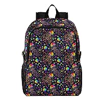ALAZA Bright Rainbow Jellyfishes and Shells Packable Travel Camping Backpack Daypack
