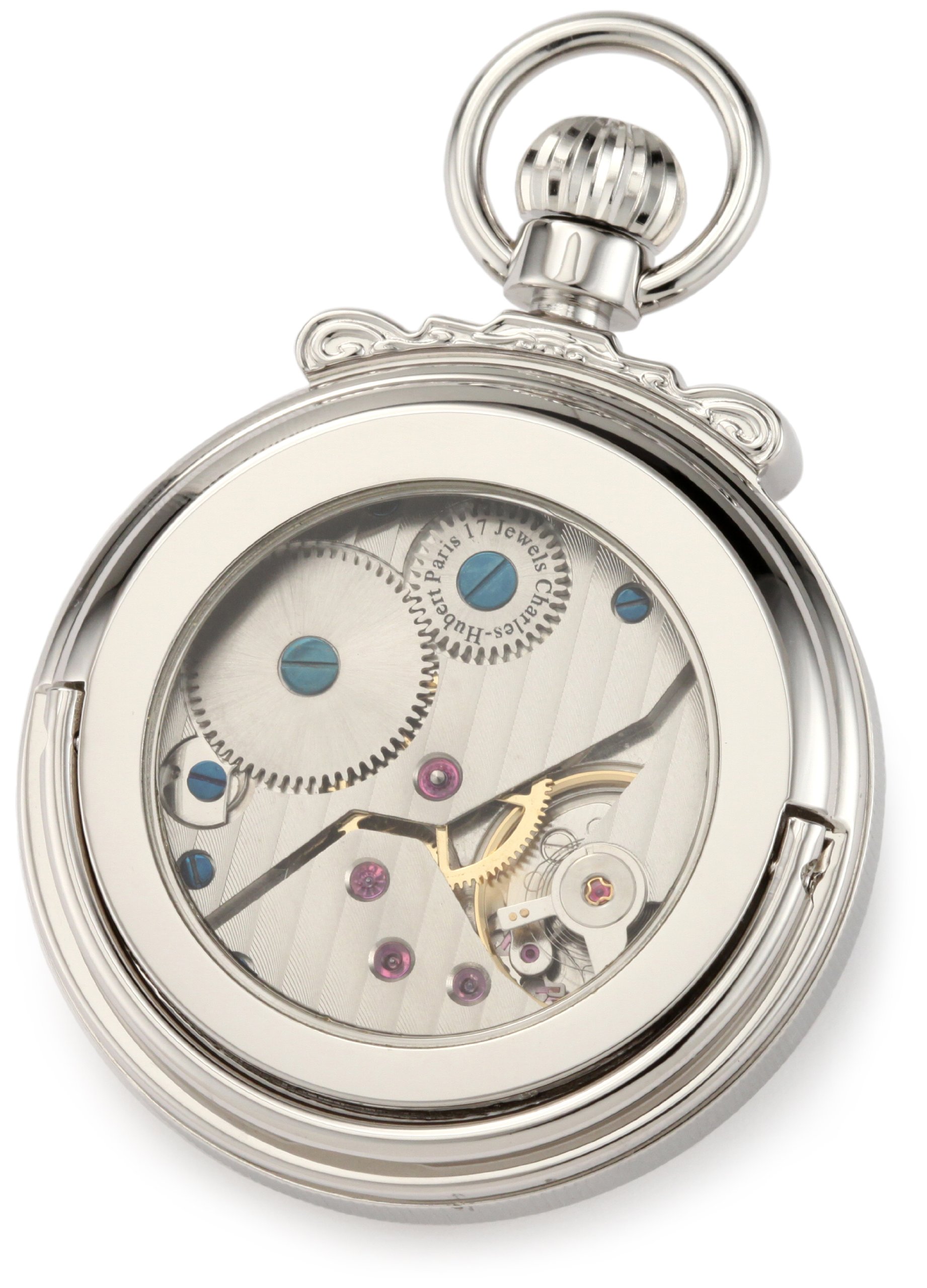 Charles-Hubert, Paris 3873-W Classic Collection Polished Finish Open Face Mechanical Pocket Watch