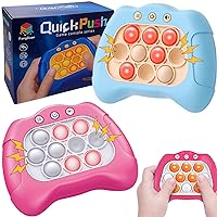 2 Pc New Speed Push Handheld Game Machine-Fidget Console,Quick Push Light Up Pop Game for Adults and Kids,Music Whack A Mole Stress Relief Fidget Toys,Squeeze Poppet Sensory Push Pop Bubble Toy (PB)