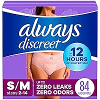 Always Discreet Adult Incontinence Underwear for Women and Postpartum Underwear, Small/Medium, up to 100% Bladder Leak Protection, 84 Count (Packaging May Vary)