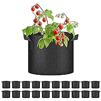 YSSOA 20-Pack 7 Gallon Grow Bags, Aeration Nonwoven Fabric Plant Pots with Handles, Heavy Duty Gardening Planter for Potato, Tomato, Vegetable and Fruits, Black