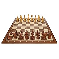 WE Games Weighted English Staunton Chess Set, Walnut Sycamore Board 19.75 in., 3.5 in. King