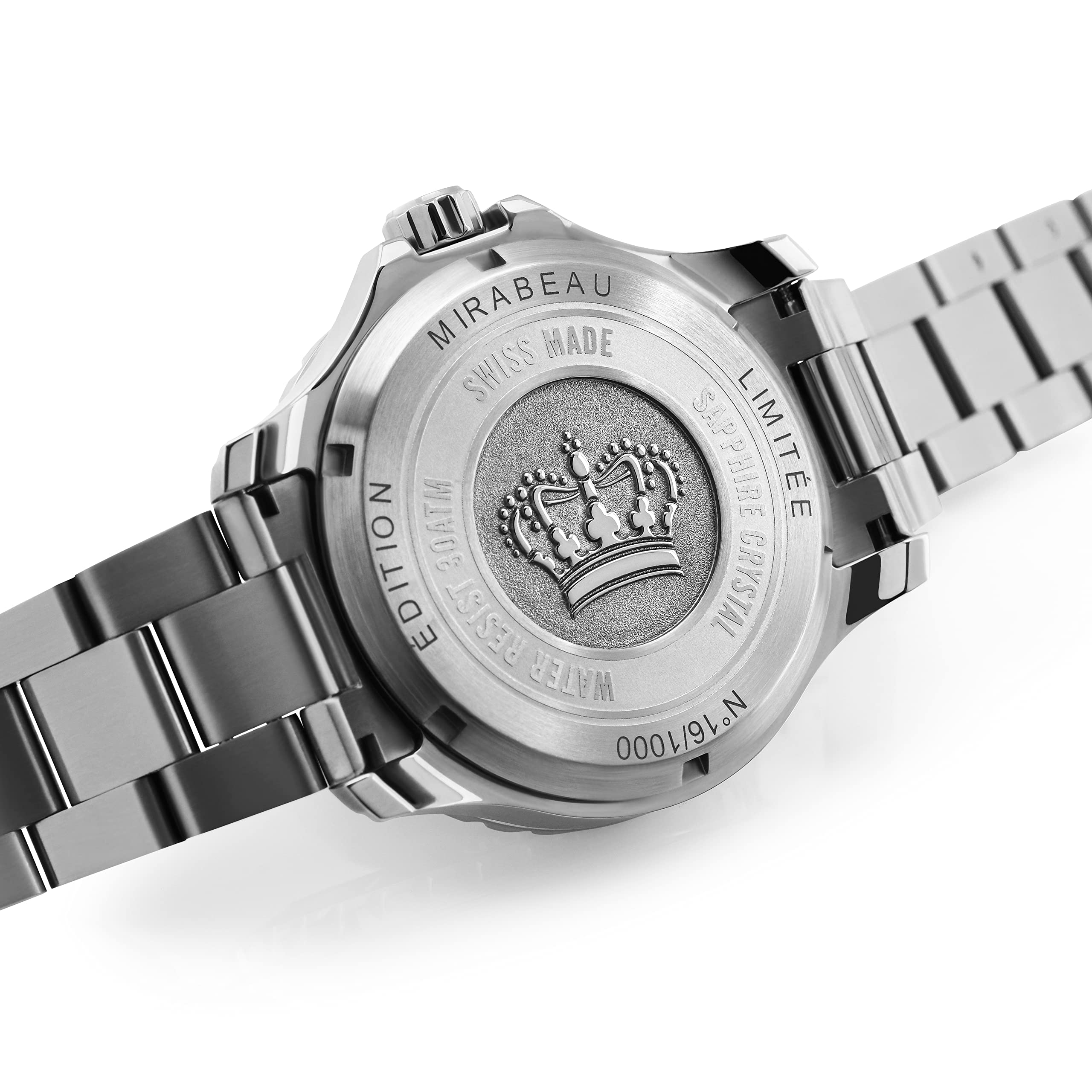 LOUIS XVI Herren-Armbanduhr Mirabeau Taucheruhr Stahlband Silber Schwarz Super-LumiNova Analog Automatik Edelstahl 1400