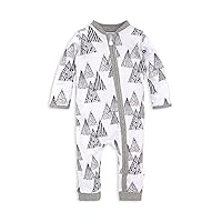 Burt's Bees Baby baby boys Romper Jumpsuit, 100% Organic Cotton One-piece Coverall and Toddler Footie, Penned Peaks Zip, 6-9 Months US
