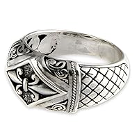 NOVICA Artisan Handmade .925 Sterling Silver Ring Indonesian Domed 'Fleur De Lis'
