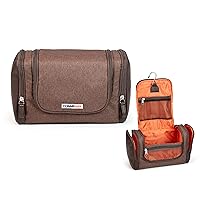 ConairMAN Travel Toiletry Bag for Men, Dopp Kit, Travel Bag in Brown