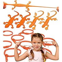 UpBrands Bright Orange Fun Bundle: 24 Stretchy Lizard Toys & 12 Zipper Bracelets - Ideal for Halloween & Vibrant Orange-Themed Celebrations