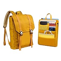 Backpack with Insert Organizer Set, for Travel, Business, College, Casual, Slim and Smart Looking, Women & Men (Yellow)
