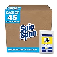 P&G PROFESSIONAL Spic and Span Professional Bulk Floor and Multi-Surface Concentrate Cleaner with Bleach for Commercial Use, 1 Packet Makes 2.5-3 Gallons, 2.2 oz. (Case of 45)