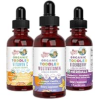 MaryRuth's Toddler Multivitamins, Toddler Elderberry, and Toddler Vitamin C, 3-Pack Bundle Liquid Drop Supplements for Immune Support, Bone Support, Growth, Skin Health, and Overall Health, Vegan
