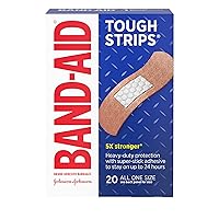 Band-Aid Brand Sterile Tough Strips Adhesive Bandages for First Aid & Wound Care, Durable Protection & Comfort for Minor Cuts, Scrapes & Burns, Heavy-Duty Fabric Bandages, One Size, 20 ct