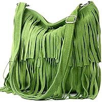 Womens Italian Real Suede Leather Fringe Tassel Shoulder Handbag Cross Body Messenger Side Bag For Ladies