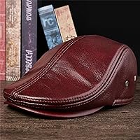 Men's Cap Men's Fall Winter Hat Men's Classic Leather Baseball Casquet Hat Hunting Hat Autumn Winter Cold Protection Casual (Color : Dark brown, Size : L)