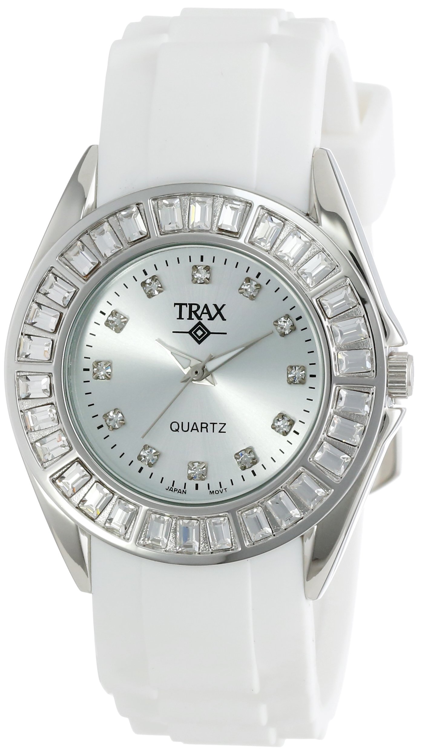 Trax Women Rox Crystal Bezel Watch with Rubber Silicone Band