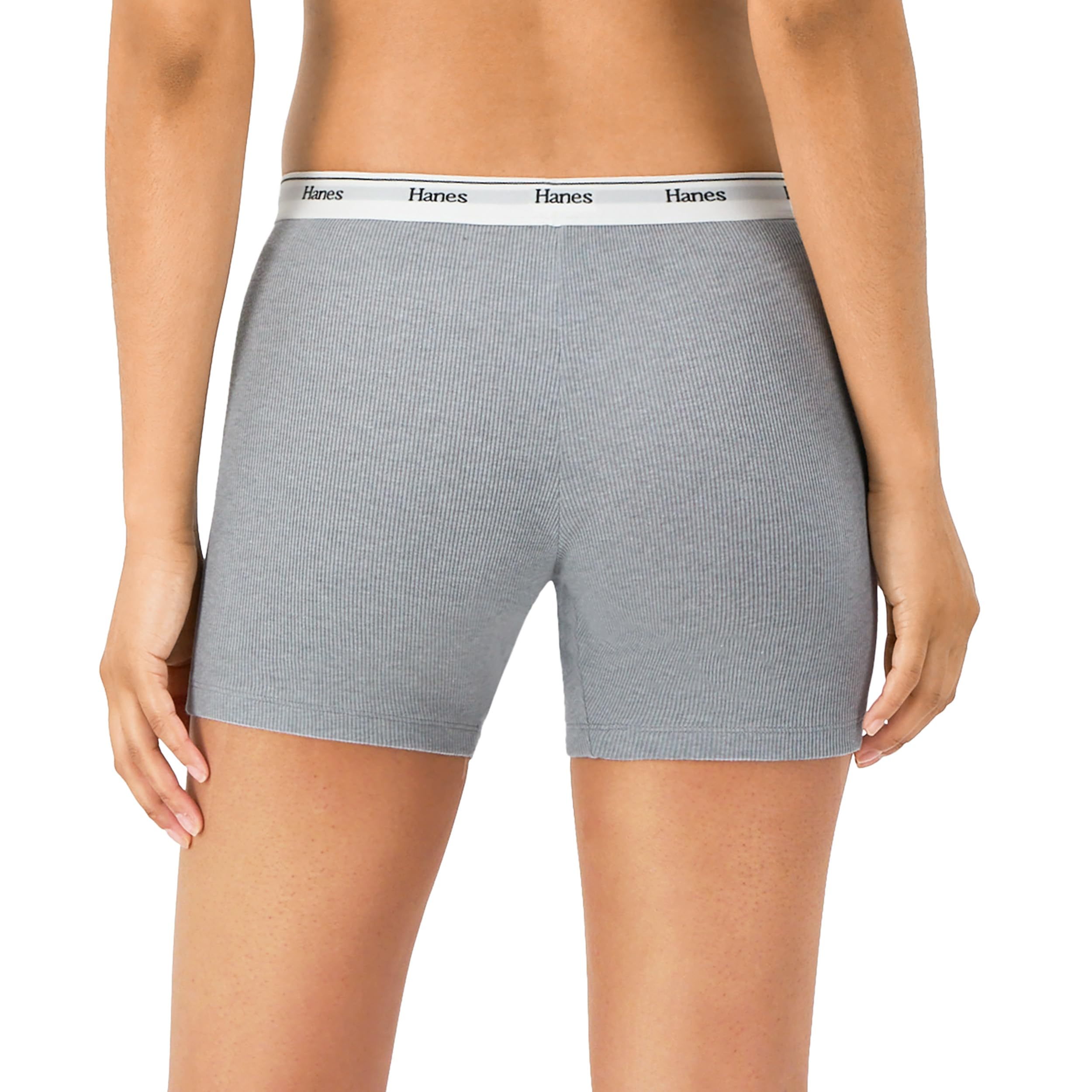 Hanes Women's Mid-Thigh Boxer Brief Pack, Stretch Cotton Underwear, 4-Pack