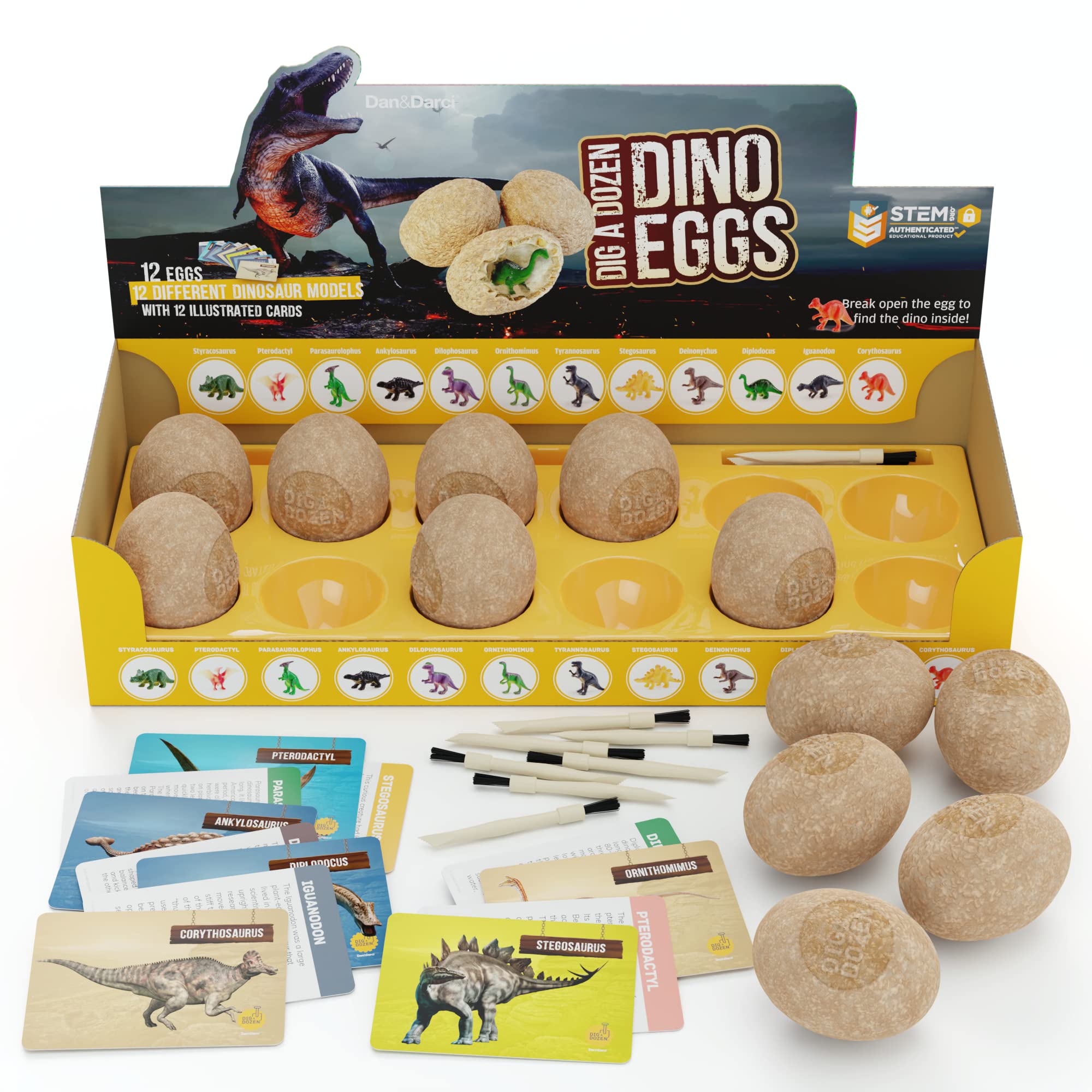Dig a Dozen Dino Egg Dig Kit - Egg Dinosaur Toys for Kids 3-12 Year Old - 12 Easter Eggs & Surprise Dinosaurs. Science STEM Activities - Educational Boy Toy Party Gifts for Boys & Girls Ages 3-5 5-7