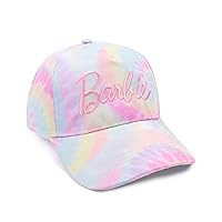Barbie Cap for Girls | Kids & Teens Multicoloured Tie Dye Adjustable Snapback Hat | Embroidered Curved Brim Cap Headwear