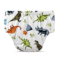 Charlie Banana Reusable Swim Diaper, Washable, with Easy On and Off Snaps for Baby Girls Boys, Soft and Snug Waterproof Fit to Prevent Leaks - Dinosaurs, Size L (22-34 lbs)