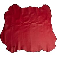 WUTA Genuine Goat Leather Skin Natural Vegetable Tanned Goatskin Whole Goat Leather NO Holes & Cuts for Arts and Crafts (10 sq. ft, Red)