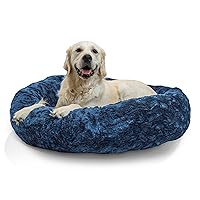 Best Friends by Sheri The Original Calming Donut Cat and Dog Bed in Lux Fur Navy, Large 36