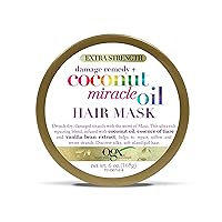 OGX Extra Strength Damage Remedy + Coconut Miracle Oil Hair Mask, Extra Hydrating & Softening Anti-Frizz Treatment to Help Repair Hair, Paraben-Free, Sulfated-Surfactants Free, 6 oz