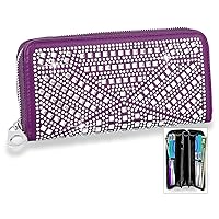 Womens Clutch Purses Accordion Wallet for Women Leather PU Credit Card Slots Case (7215-Purple)