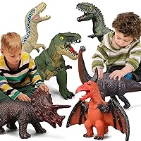 Gzsbaby 6 Piece Jumbo Dinosaur Toys for Kids and Toddlers, 13-17 Inches Giganotosaurus Velociraptor T-Rex, Large Soft Dinosaur Toys for Dinosaur Lovers - Perfect Dinosaur Party Favors, Birthday Gifts