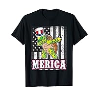 Dabbing Turtle Dab For Freedom Patriotic Merica 4th of July T-Shirt