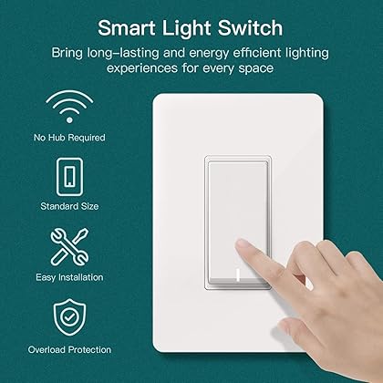 TREATLIFE Smart Light Switch Single Pole Smart Switch Works with Alexa, Google Home and SmartThings, 2.4GHz Wi-Fi Timer Light Switch, Neutral Wire Required, No Hub Required, ETL Listed, FCC, 4 Pack