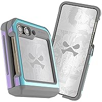 Ghostek ATOMIC slim ZFlip5 Case Clear with Iridescent Aluminum Metal Bumper Premium Rugged Heavy Duty Shockproof Protection Phone Cover Designed for 2023 Samsung Galaxy Z Flip 5 (6.7 Inch) (Prismatic)