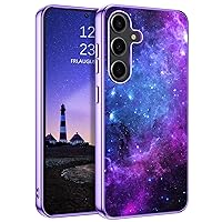GUAGUA Compatible with Samsung Galaxy S24 Plus Case Glow in The Dark, Noctilucent Luminous Space Nebula Slim Fit Cover Protective Anti Scratch Phone Case for Samsung S24 Plus 6.7'', Blue Nebula
