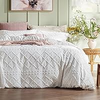 Duvet Cover King Size - King Duvet Cover, King Boho Bedding for All Seasons, 3 Pieces Embroidery Shabby Chic Home Bedding Duvet Cover (White, King, 104x90)