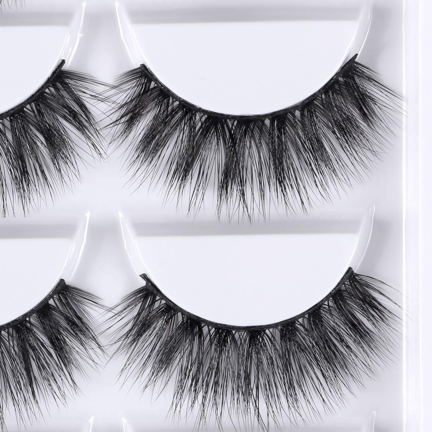 3D False Eyelashes, 3D Faux Mink Fake Eyelashes Handmade Dramatic Thick Crossed Cluster False Eyelashes Black Nature Fluffy Long Soft Reusable,Style 1 (5 Pairs)