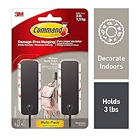 Command Medium Decorative Wall Hooks, Damage Free Hanging Wall Hooks with Adhesive Strips, No Tools Wall Hooks for Hanging Decorations in Living Spaces, 2 Black Hooks and 4 Command Strips