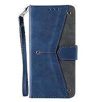 ONNAT- Flip Case for iPhone 15 Pro Max/15 Pro/15 Plus/15 Magnetic Closure Leather Cover with Wrist Strap Card Slot Screen Camera Protection Case (Blue,15 Pro Max 6.7'')