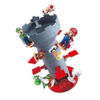 Epoch Games Super Mario Blow Up! Shaky Tower Balancing Game, Tabletop Skill and Action Game with Collectible Super Mario Action Figures