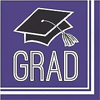 Creative Converting Graduation School Spirit Purple Napkins, 6.5