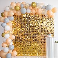 Kate 24pcs/Set Assembled Golden Shiny Sequins Wall Backdrop Panels Shimmer Photography Props for Birthday Wedding Party Decoration 30x30cm