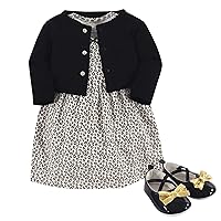 Little Treasure baby-girls Cotton Dress, Cardigan and Shoe Set