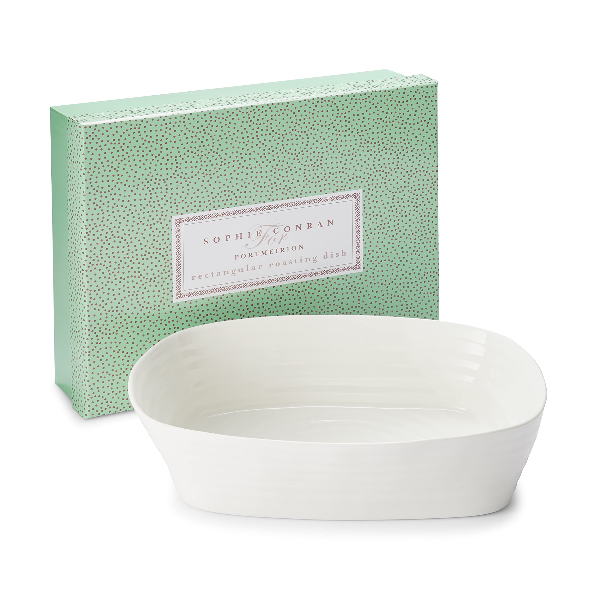 Portmeirion Sophie Conran White Lasagna Pan/Roaster | Rectangular Casserole Dish for Oven | 11.5 x 9.5 Inch | Made from Fine Porcelain | Dishwasher and Microwave Safe