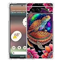Case for Google Pixel 7a,Colorful Turtle Mandala Flower Drop Protection Shockproof Case TPU Full Body Protective Scratch-Resistant Cover for Google Pixel 7a