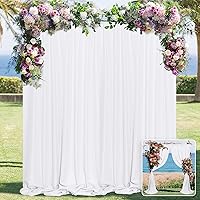 White Backdrop Curtain for Wedding Decor Holiday Party - White Wedding Backdrop Polyester Photography Backdrop Drapes Baby Shower Birthday Privacy Sliding Curtains Home Decor, 5ft x 10ft, 2 Panels